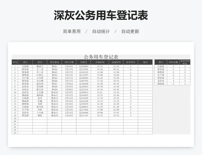 深灰公务用车登记表