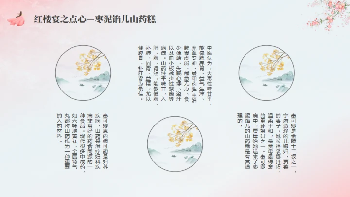 粉红色粉色背景红楼梦饮食文化通用PPT模板