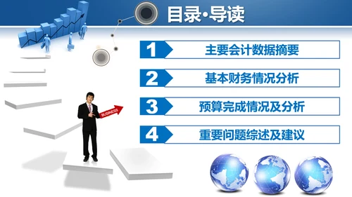 蓝色2019年度财务数据分析报告PPT