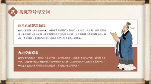棕色中国风孔子诞辰介绍PPT模板