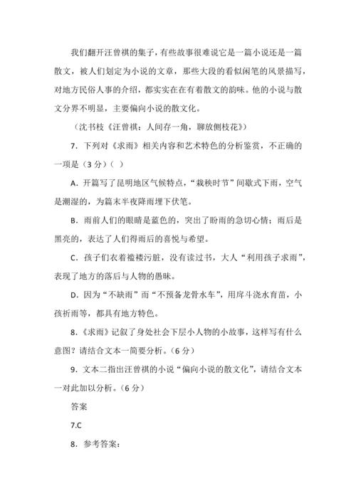 高考语文一轮复习精品之散文化小说阅读试题精选.docx