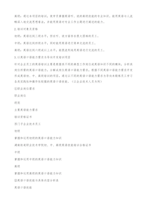 探究企业员工英语口语培训项目的开发-以我院对西门子公司员工英语口语培训为例.docx