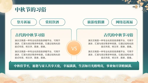 绿色中国风中秋节主题通用模板PPT模板