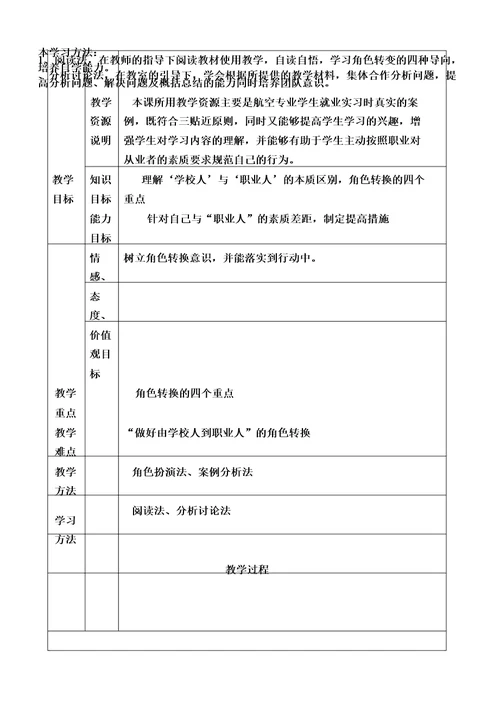 做好学校人到职业人转变教学设计