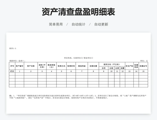 资产清查盘盈明细表