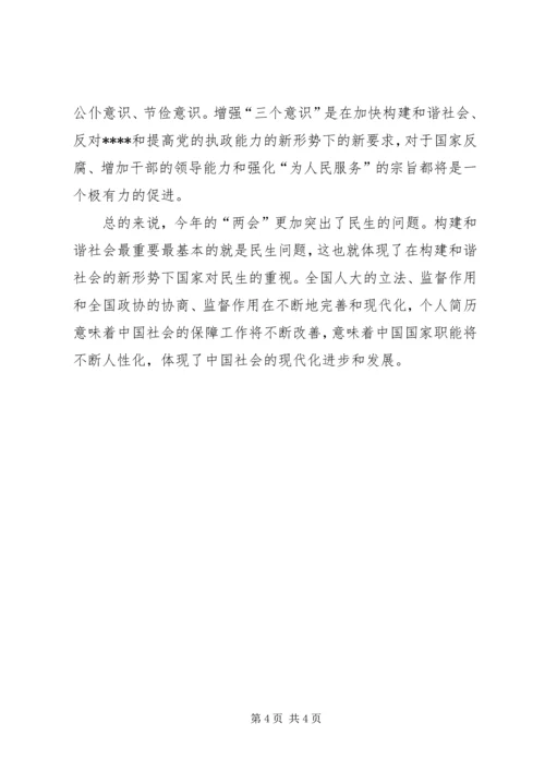 学习两会心得体会范文：向党员同志看齐.docx
