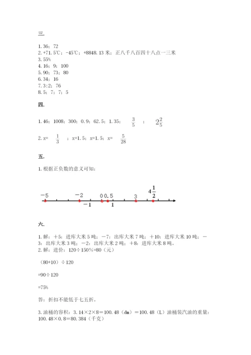 小学数学六年级下册竞赛试题及答案（夺冠系列）.docx