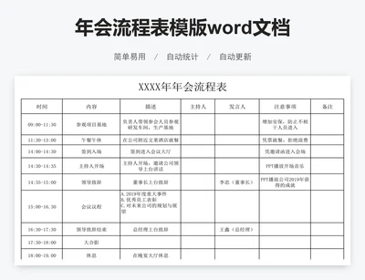 年会流程表模版word文档