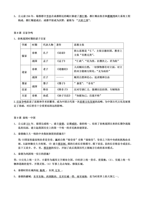 最新人教版七年级历史上册复习提纲.docx