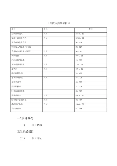 卫生原纸项目投资价值分析报告参考范文