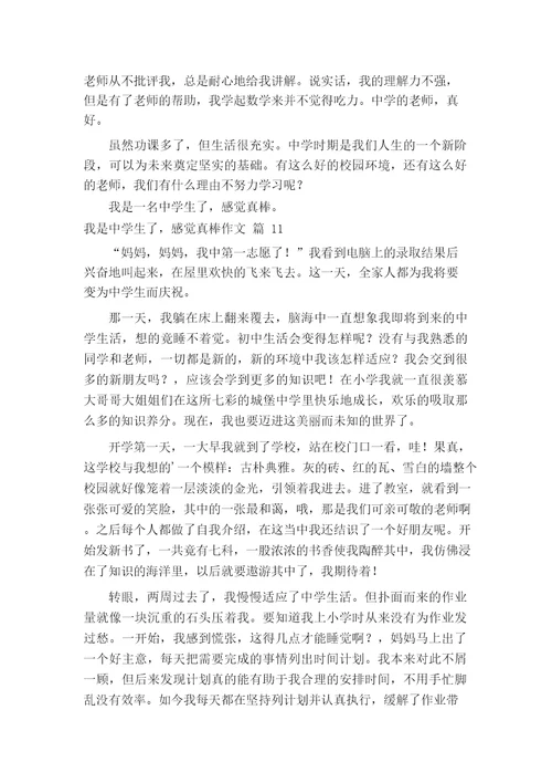 我是中学生了,感觉真棒作文