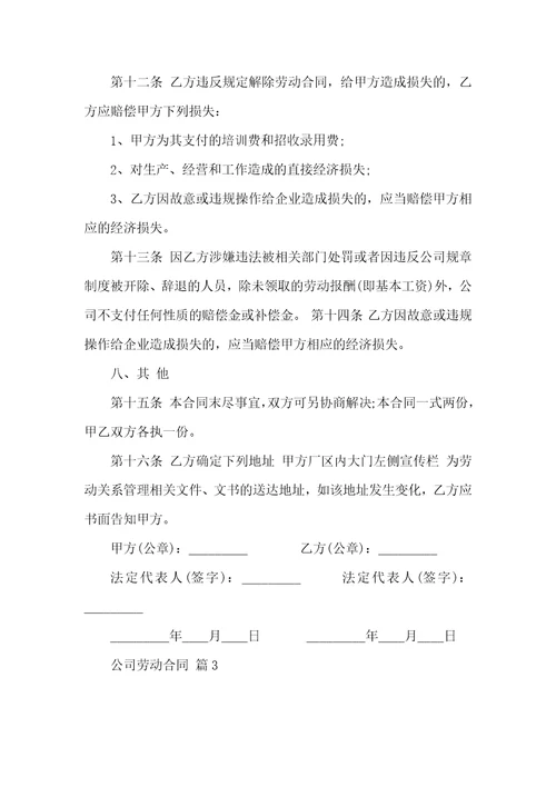 公司劳动合同模板集合9篇二