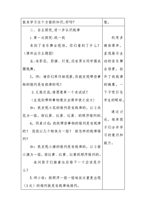 集体备课《找规律》教案