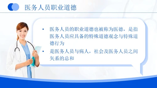 蓝色商务风医务人员基本素养岗前培训PPT