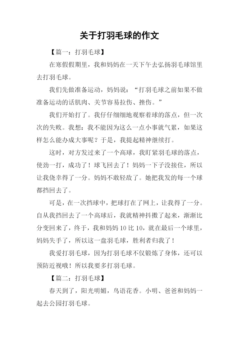 关于打羽毛球的作文.docx