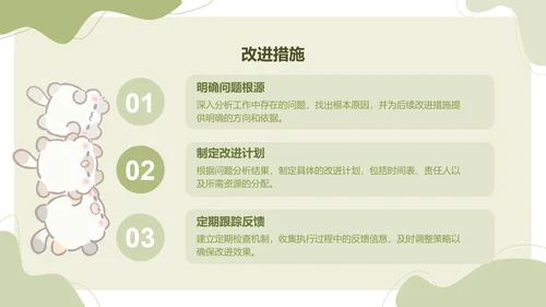 卜卜猫猫绿色卡通风工作总结ppt模版