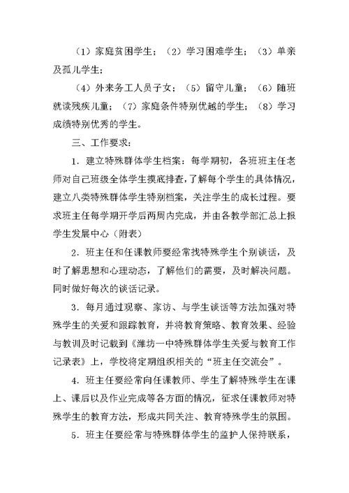 学校特殊群体学生管理制度