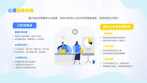 蓝金色插画风反职场PUA运动新员工入职培训