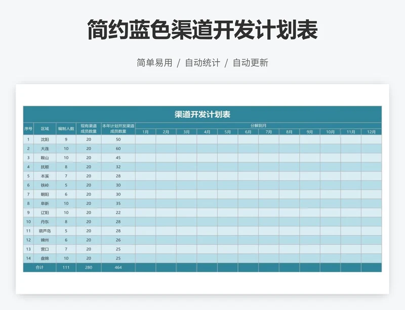简约蓝色渠道开发计划表