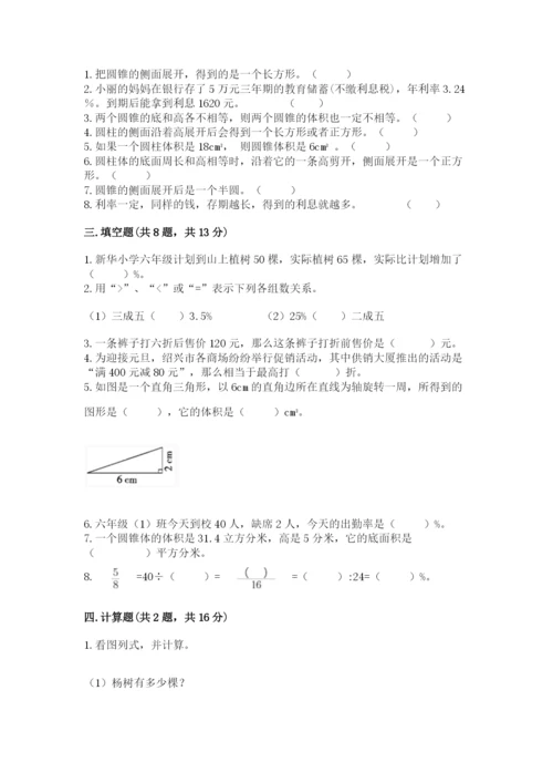 苏教版六年级下册数学期中测试卷附参考答案【a卷】.docx