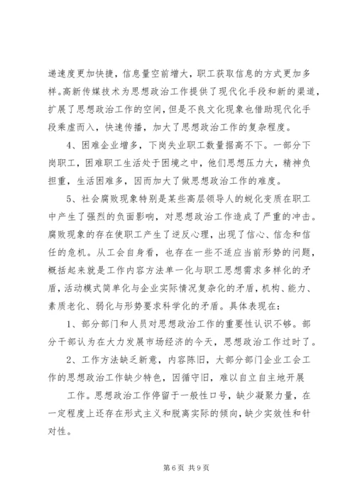 关于全市工会组织开展职工思想政治工作情况的调查.docx