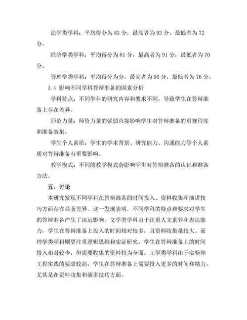 不同学科答辩准备的比较分析