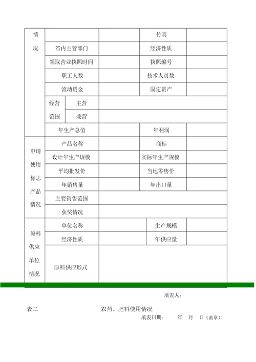 绿色食品认证材料完整版本要点