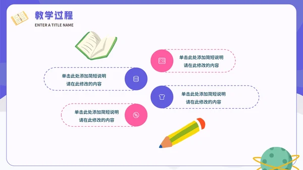 紫色卡通太空教学说课PPT模板