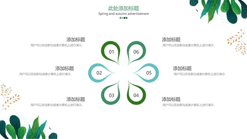 小清新水彩手绘植物枝叶子通用PPT模板