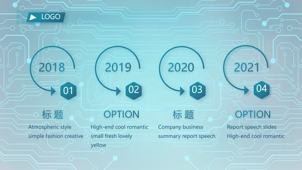 蓝色电子信息科技工作总结汇报PPT