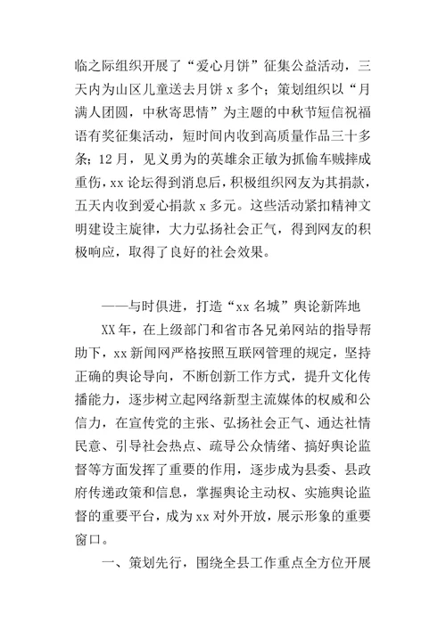 县新闻网某年工作总结