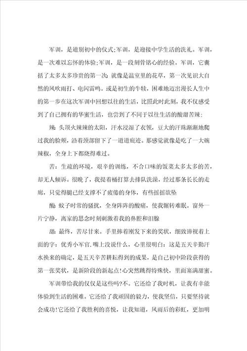 2022高一军训心得101字左右