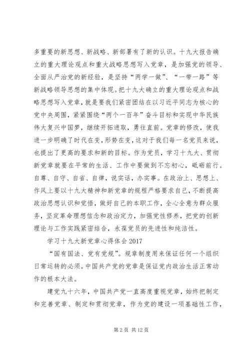 学习十九大新党章心得体会5篇.docx