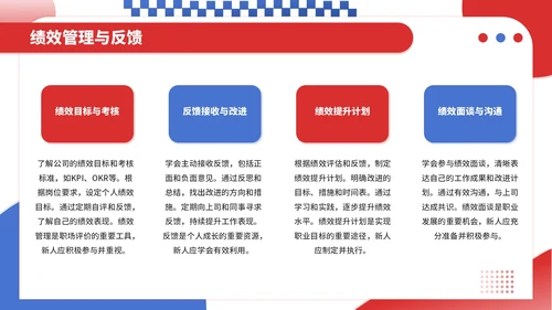 红蓝撞色插画风职场新人入职培训PPT模板