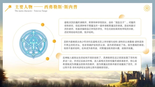 黄色插画风哈利波特魔法电影鉴赏万圣节影视培训通用PPT