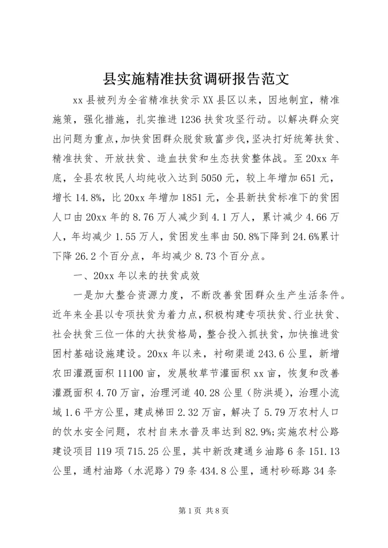 县实施精准扶贫调研报告范文.docx