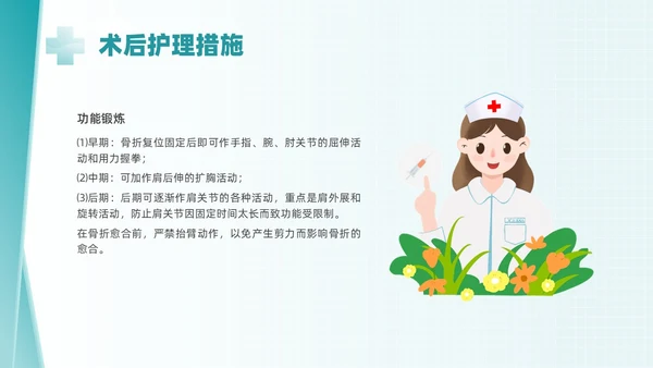 绿色简约锁骨骨折护理查房PPT课件