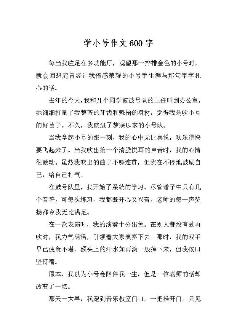 学小号作文600字