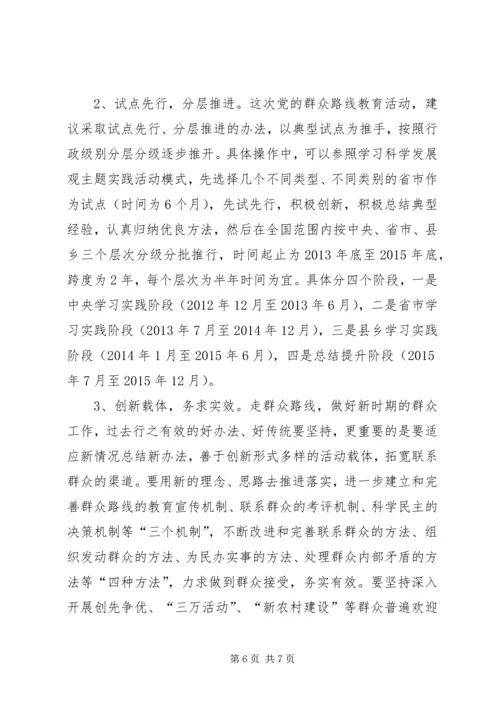 关于开展党的群众路线教育实践活动调研座谈会上的发言提纲.docx