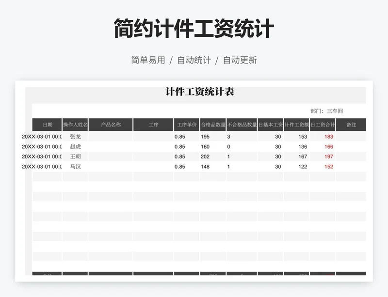 简约计件工资统计