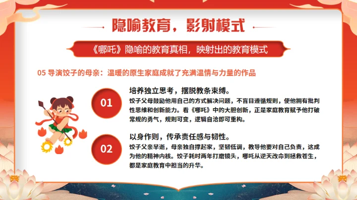 《哪吒》学校教育家庭教育智慧通用PPT模板