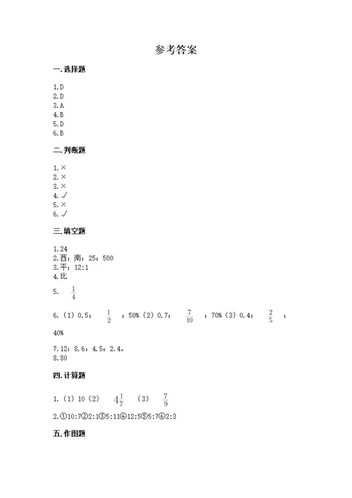 2022秋人教版六年级上册数学期末测及参考答案（黄金题型）