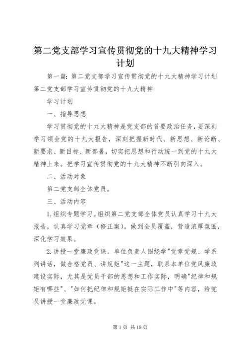 第二党支部学习宣传贯彻党的十九大精神学习计划.docx