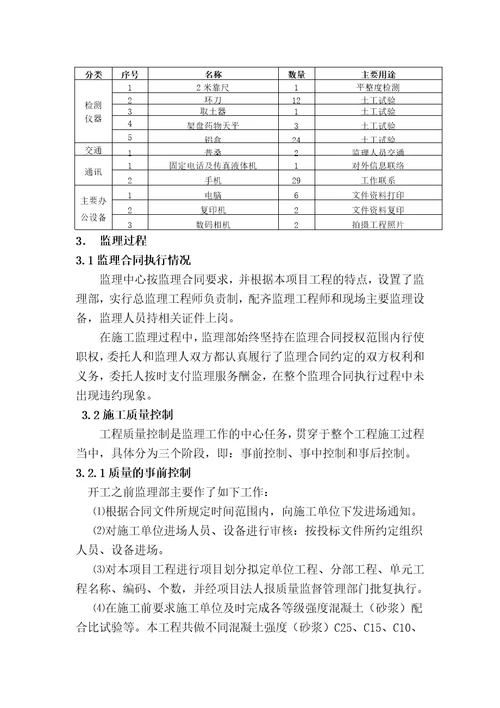 水利工程堤防类单位工程验收监理工作报告