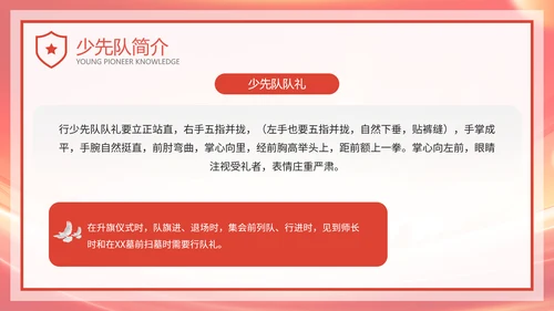 红色卡通风红领巾少先队知识班会PPT模板