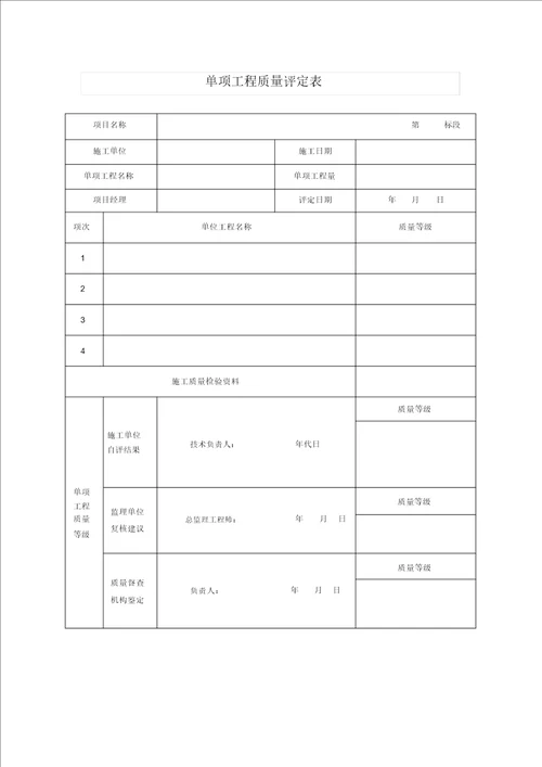 土地平整工程质量评定表