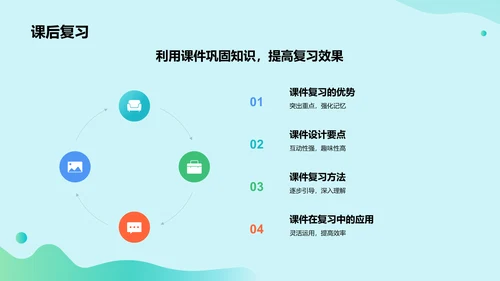 绿色插画风教学课件PPT模板