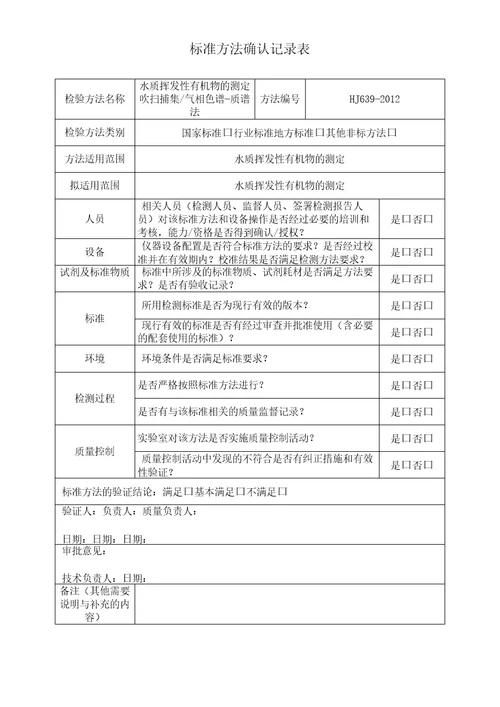 HJ6392012水质挥发性有机物的测定方法认证报告