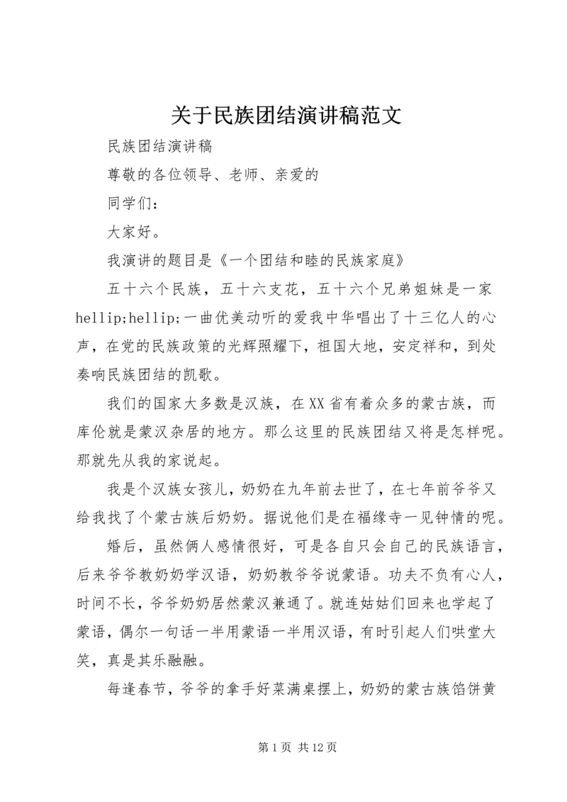 关于民族团结演讲稿范文.docx