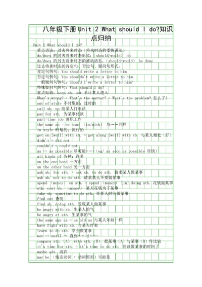 八年级下册Unit-2-What-should-I-do知识点归纳.docx